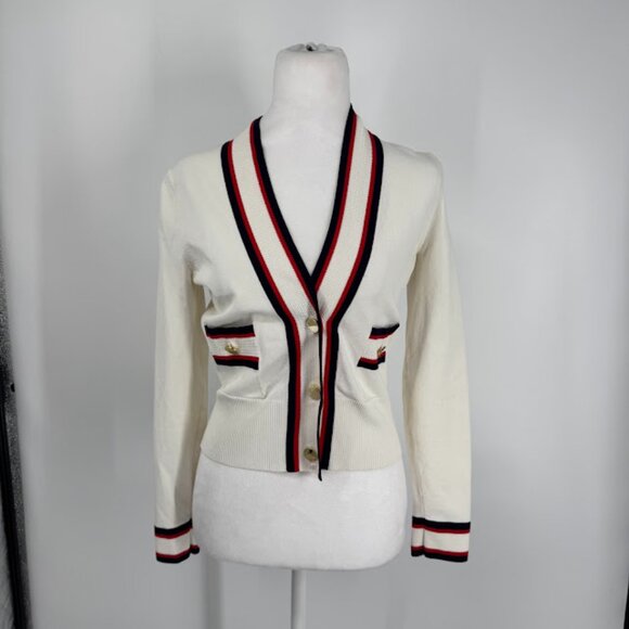 Ted Baker Skilarr Striped-Trim Cardigan Size 0 - Picture 4 of 14
